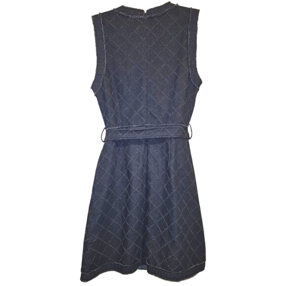 ZOE AND CLAIRE Sleeveless Denim Mini Dress MEDIUM Blue Metallic Gold Buttons - Picture 6 of 6